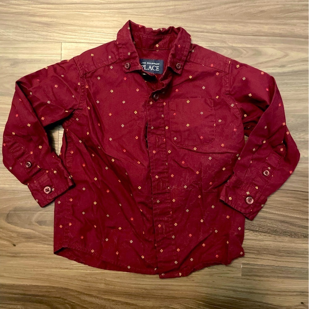 The Children's Place Maroon with speckled print Casual Button Down Shirt size 2T